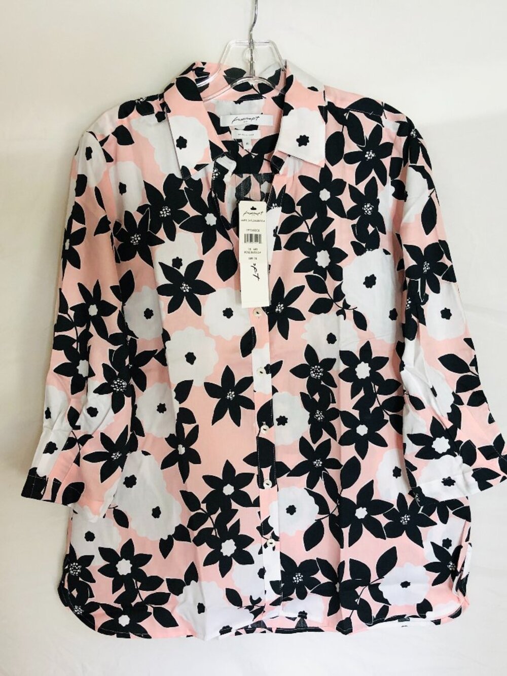 NEW Foxcroft Women's Size 10 Tropical Floral Button Up Blouse Top NWT